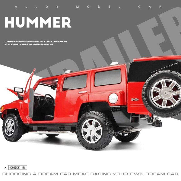 Planet Gates 1:24 high simulation alloy Hummer H3 off-road vehicle sound and light can open the door boy educational toy car model for gifts