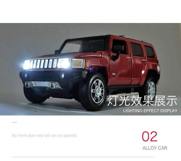 Planet Gates 1:24 high simulation alloy Hummer H3 off-road vehicle sound and light can open the door boy educational toy car model for gifts