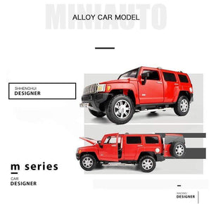 Planet Gates 1:24 high simulation alloy Hummer H3 off-road vehicle sound and light can open the door boy educational toy car model for gifts