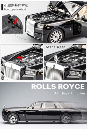 Planet Gates 1:24 Rolls-Royce Phantom Car Model Simulation Sound and Light Pull Back Alloy Cullinan Decoration Boy Toy Car Collection Gifts