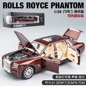 Planet Gates 1:24 Rolls-Royce Phantom Car Model Simulation Sound and Light Pull Back Alloy Cullinan Decoration Boy Toy Car Collection Gifts