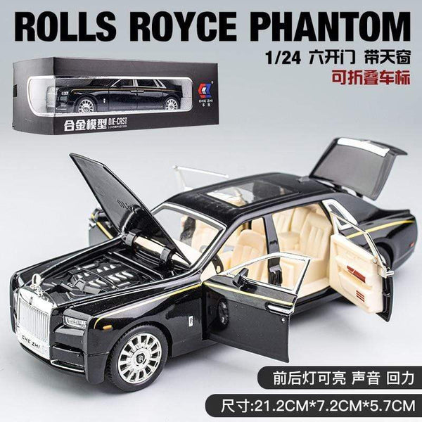 Planet Gates 1:24 Rolls-Royce Phantom Car Model Simulation Sound and Light Pull Back Alloy Cullinan Decoration Boy Toy Car Collection Gifts