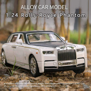 Planet Gates 1:24 Rolls-Royce Phantom Car Model Simulation Sound and Light Pull Back Alloy Cullinan Decoration Boy Toy Car Collection Gifts