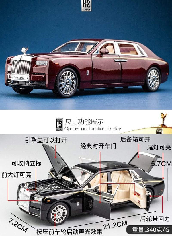 Planet Gates 1:24 Rolls-Royce Phantom Car Model Simulation Sound and Light Pull Back Alloy Cullinan Decoration Boy Toy Car Collection Gifts