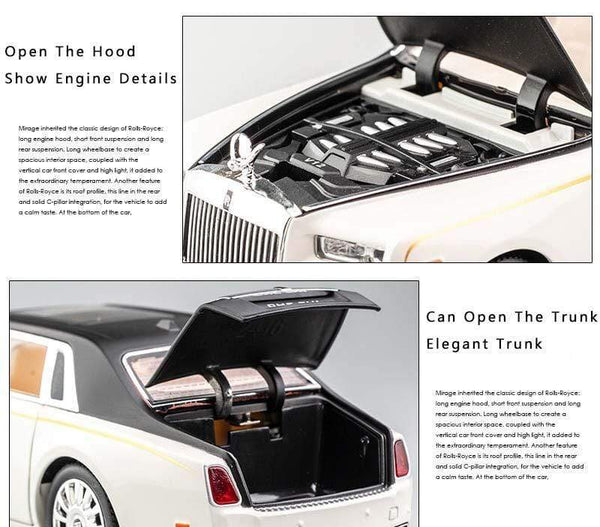 Planet Gates 1:24 Rolls-Royce Phantom Car Model Simulation Sound and Light Pull Back Alloy Cullinan Decoration Boy Toy Car Collection Gifts