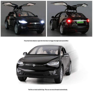 Planet Gates 1:24 Tesla Model X Alloy Car Model Diecast Metal Simulation Toy Vehicles Car Model Collection Sound and Light Childrens Toy Gift