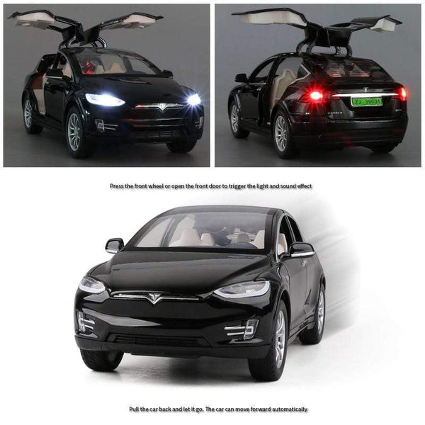 Planet Gates 1:24 Tesla Model X Alloy Car Model Diecast Metal Simulation Toy Vehicles Car Model Collection Sound and Light Childrens Toy Gift