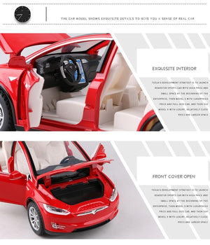 Planet Gates 1:24 Tesla Model X Alloy Car Model Diecast Metal Simulation Toy Vehicles Car Model Collection Sound and Light Childrens Toy Gift