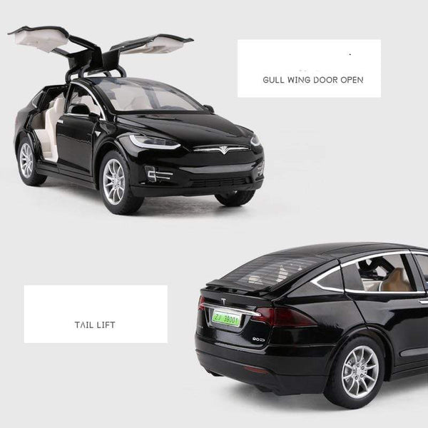 Planet Gates 1:24 Tesla Model X Alloy Car Model Diecast Metal Simulation Toy Vehicles Car Model Collection Sound and Light Childrens Toy Gift