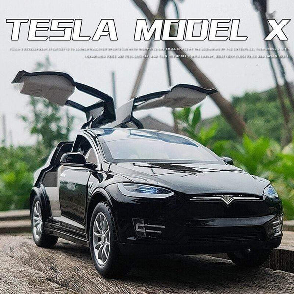 Planet Gates 1:24 Tesla Model X Alloy Car Model Diecast Metal Simulation Toy Vehicles Car Model Collection Sound and Light Childrens Toy Gift