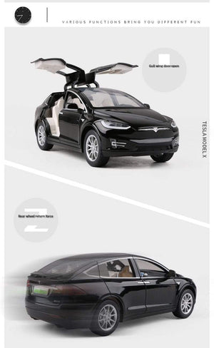 Planet Gates 1:24 Tesla Model X Alloy Car Model Diecast Metal Simulation Toy Vehicles Car Model Collection Sound and Light Childrens Toy Gift