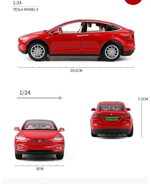 Planet Gates 1:24 Tesla Model X Alloy Car Model Diecast Metal Simulation Toy Vehicles Car Model Collection Sound and Light Childrens Toy Gift