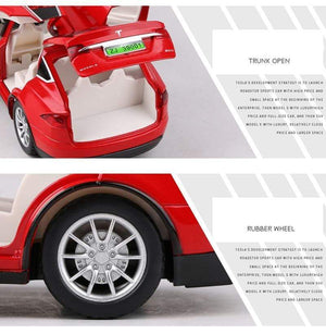 Planet Gates 1:24 Tesla Model X Alloy Car Model Diecast Metal Simulation Toy Vehicles Car Model Collection Sound and Light Childrens Toy Gift