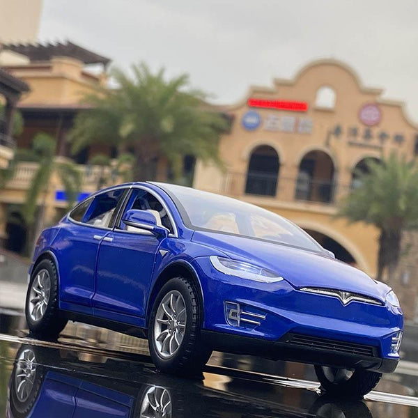 Planet Gates 1:24 Tesla Model X Alloy Car Model Diecast Metal Simulation Toy Vehicles Car Model Collection Sound and Light Childrens Toy Gift