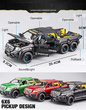 Planet Gates 1:28 Benz X-Class 6*6 Monster Trucks Diecasts & Toy Vehicles Car Model Miniature Scale Model Car Toys Children Collections