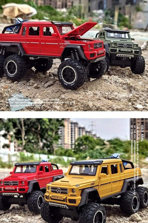 Planet Gates 1/28 Benzs G63 6*6 Big Tyre Alloy Pickup Car Model Diecast Metal Simulation Toy Off-road Vehicles Model Collection Children Gift