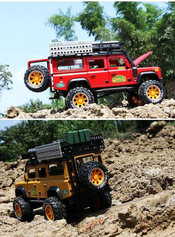 Planet Gates 1:28 Camel Cup Land Rover Defender Alloy Racing Car Model Diecasts & Toy Metal Toy Off-road Vehicles Model Collection Kids Gift