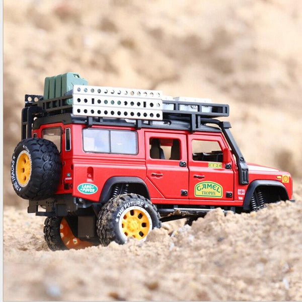 Planet Gates 1:28 Camel Cup Land Rover Defender Alloy Racing Car Model Diecasts & Toy Metal Toy Off-road Vehicles Model Collection Kids Gift