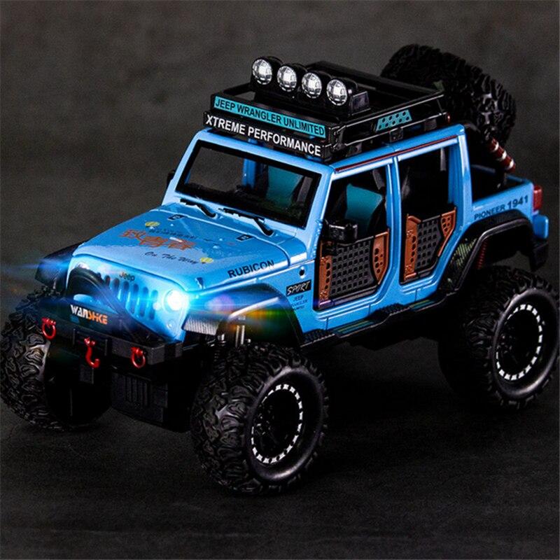 Planet Gates 1:28 Jeep Wild Gladiator Big Tire Alloy Pickup Off-road Vehicle Model Alloy Car Model Decoration Sound and Light Pull Back Toy