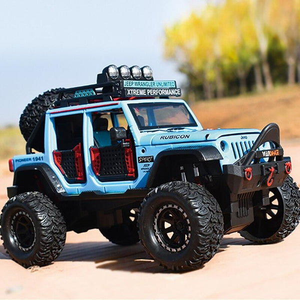 Planet Gates 1:28 Jeep Wild Gladiator Big Tire Alloy Pickup Off-road Vehicle Model Alloy Car Model Decoration Sound and Light Pull Back Toy
