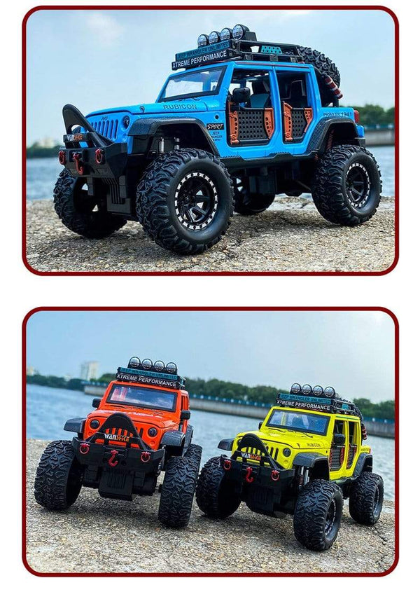 Planet Gates 1:28 Jeep Wild Gladiator Big Tire Alloy Pickup Off-road Vehicle Model Alloy Car Model Decoration Sound and Light Pull Back Toy