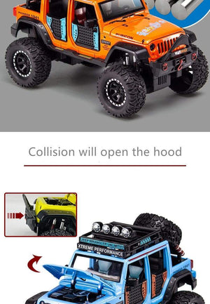 Planet Gates 1:28 Jeep Wild Gladiator Big Tire Alloy Pickup Off-road Vehicle Model Alloy Car Model Decoration Sound and Light Pull Back Toy