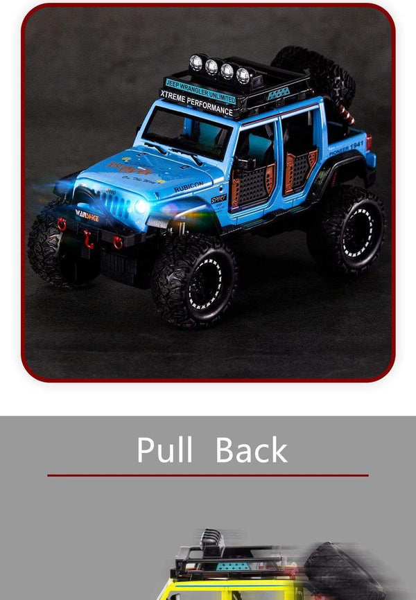 Planet Gates 1:28 Jeep Wild Gladiator Big Tire Alloy Pickup Off-road Vehicle Model Alloy Car Model Decoration Sound and Light Pull Back Toy