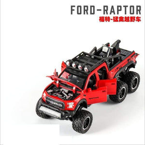 Planet Gates 1: 28 simulation Ford F150 Raptor off-road alloy car model children's sound and light toy car birthday gift blue car