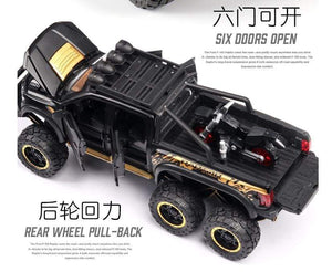Planet Gates 1: 28 simulation Ford F150 Raptor off-road alloy car model children's sound and light toy car birthday gift blue car