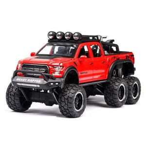 Planet Gates 1: 28 simulation Ford F150 Raptor off-road alloy car model children's sound and light toy car birthday gift blue car