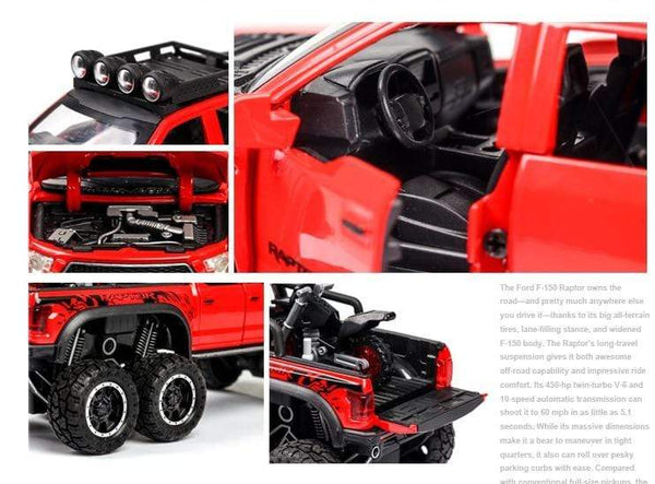 Planet Gates 1: 28 simulation Ford F150 Raptor off-road alloy car model children's sound and light toy car birthday gift blue car