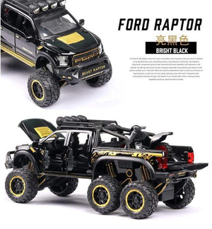 Planet Gates 1: 28 simulation Ford F150 Raptor off-road alloy car model children's sound and light toy car birthday gift blue car