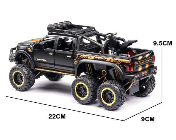 Planet Gates 1: 28 simulation Ford F150 Raptor off-road alloy car model children's sound and light toy car birthday gift blue car