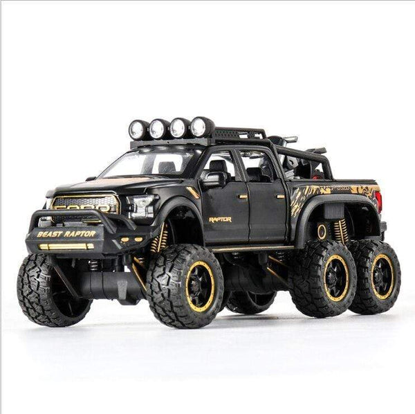 Planet Gates 1: 28 simulation Ford F150 Raptor off-road alloy car model children's sound and light toy car birthday gift blue car