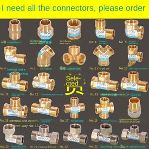 1/2IN Copper Tee Elbow Outer And Inner Wire Joint Double Inner Wire Direct Outer Tooth Four-way Gas Solar Water Pipe Fittings