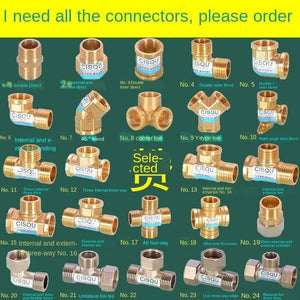 1/2IN Copper Tee Elbow Outer And Inner Wire Joint Double Inner Wire Direct Outer Tooth Four-way Gas Solar Water Pipe Fittings