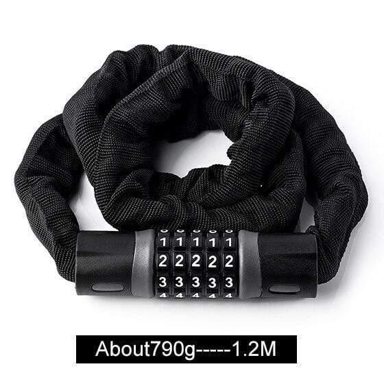 Planet Gates 1.2M Long Safety Chain Lock For Bike Anti-theft Steel Password Code Motorcycle Lock Cycling Electric Bicycle Accessories