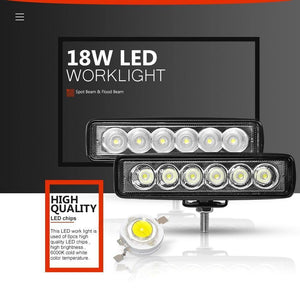 Planet Gates 1/2Pcs 6 inch 18W LED Work Light Flood Beam Spotlight Truck Light For Jeep Motorcycles Offroad 4x4 ATV 4WD SUV UAZ Car Fog Light