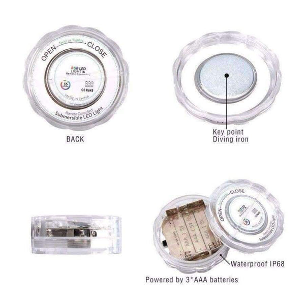 Planet Gates 1/3/4 PCS 10 Led Remote Controlled RGB Submersible Light Battery Operated Underwater Night Lamp Vase Bowl Outdoor Garden Party