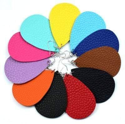 Planet Gates 30pair/lot New Teardrop PU Leather Earrings Sequins Looking Various Looking Various Multi Colors Bohemia Water Drop Earring