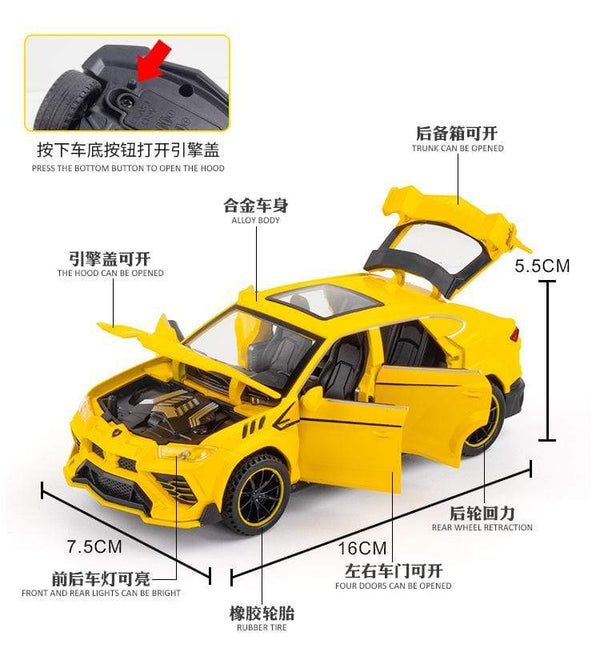 Planet Gates 1:32 Alloy Car Model Lux Lamborghini-Urus Coupe SUV Diecast Metal Vehicle Display Gifts Birthday for Children Christmas Toy