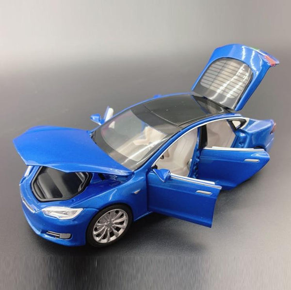 1/32 Alloy Tesla Model S Saloon Toy Vehicle Simulation Sound Light Pul ...