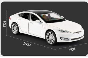Planet Gates 1/32 Alloy Tesla Model S  Saloon Toy Vehicle Simulation Sound Light Pull Back Toys Car For Children Kids Gift blue car