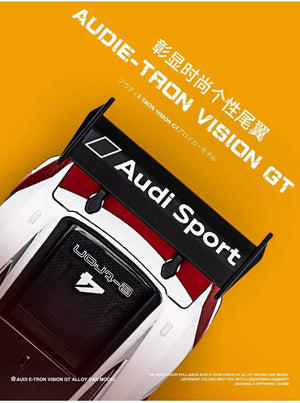 Planet Gates 1:32 Audi car model GT Le Mans racing simulation alloy pull back sound and light door children's metal toy car Birthday boy gift