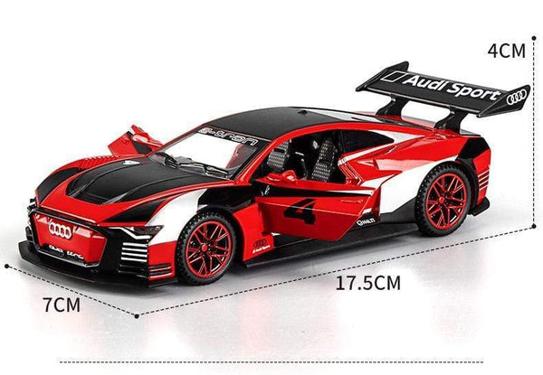 Planet Gates 1:32 Audi car model GT Le Mans racing simulation alloy pull back sound and light door children's metal toy car Birthday boy gift