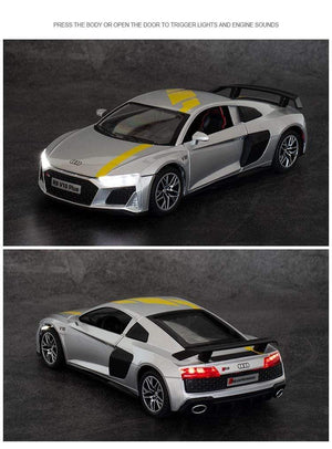 Planet Gates 1:32 Audi R8 V10 Plus Supercar Alloy Car Diecasts & Toy Vehicles Sound and light Car Model Collection Car Toys For Children