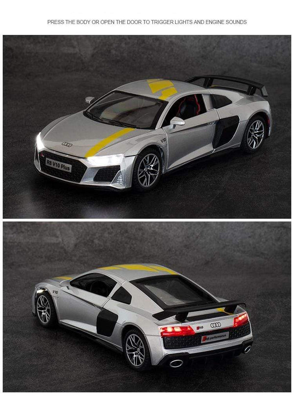 Planet Gates 1:32 Audi R8 V10 Plus Supercar Alloy Car Diecasts & Toy Vehicles Sound and light Car Model Collection Car Toys For Children