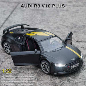 Planet Gates 1:32 Audi R8 V10 Plus Supercar Alloy Car Diecasts & Toy Vehicles Sound and light Car Model Collection Car Toys For Children