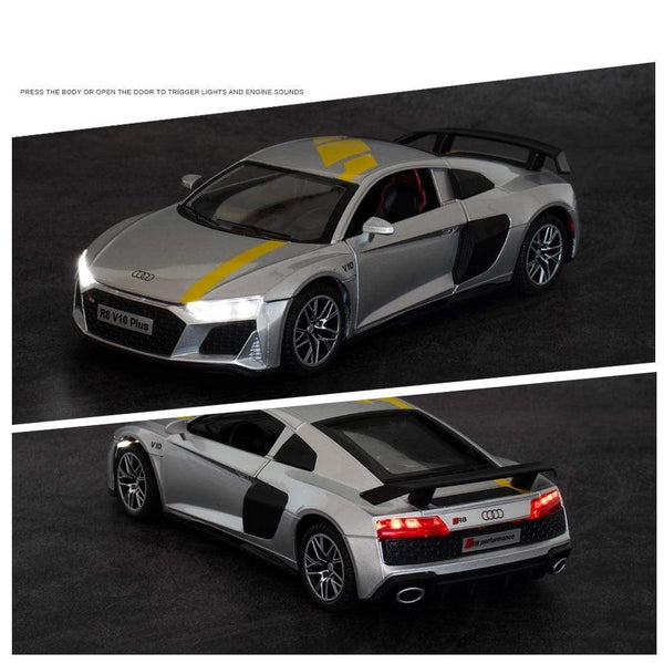 Planet Gates 1:32 Audi R8 V10 Plus Supercar Alloy Car Diecasts & Toy Vehicles Sound and light Car Model Collection Car Toys For Children