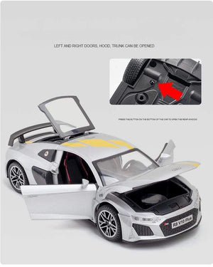 Planet Gates 1:32 Audi R8 V10 Plus Supercar Alloy Car Diecasts & Toy Vehicles Sound and light Car Model Collection Car Toys For Children